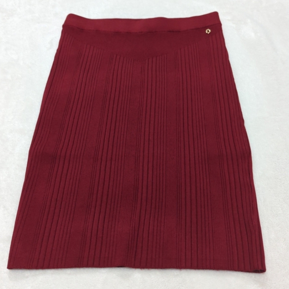 NWT GUESS ES ALCOSTA RIB MAPPED SKIRT BEET JUICE RED - Picture 4 of 8